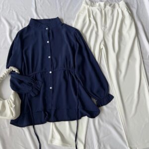 Anna Ribbon Blouse Plain Casual